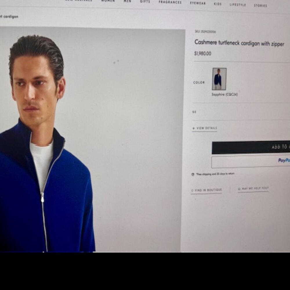 Brunello Cucinelli Full Zip Cashmere Sweater Azure Blue, SZ 50 EU, Med. $2000 RT - Picture 4 of 12